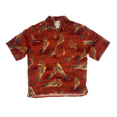 Vintage 90s 100% silk deep red sangria floral pattern Hawaiian shirt size XL